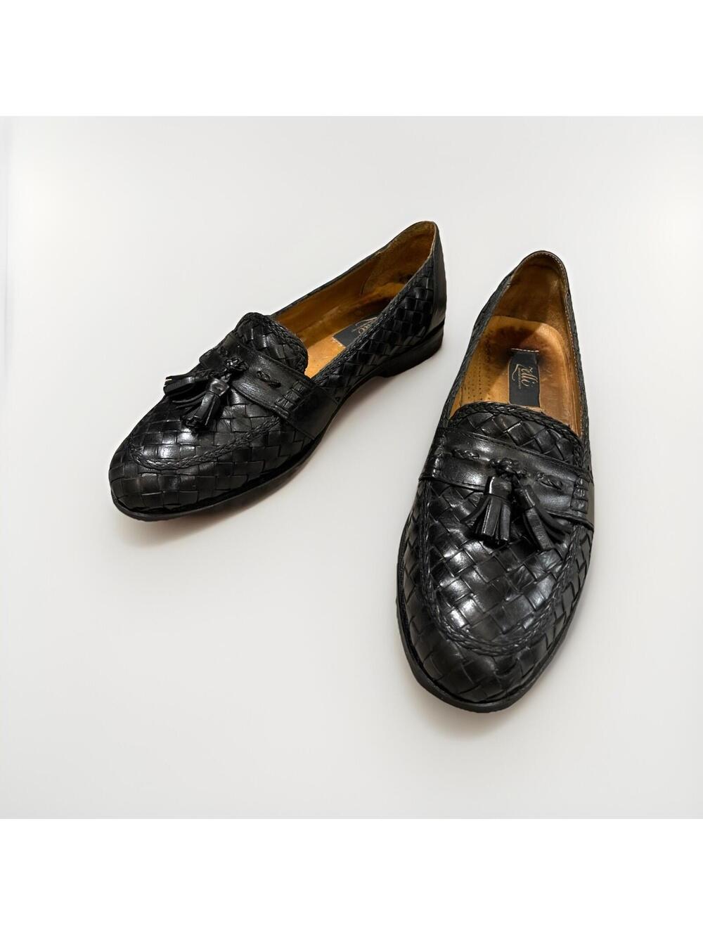 ZELLI MENS WOVEN CALFSKIN TASSEL LOAFERS SIZE 8.5M HANDMADE IN ITALY RP $695